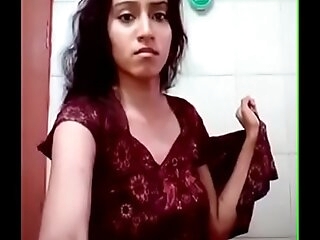 Indian teen girl irrigate denuded